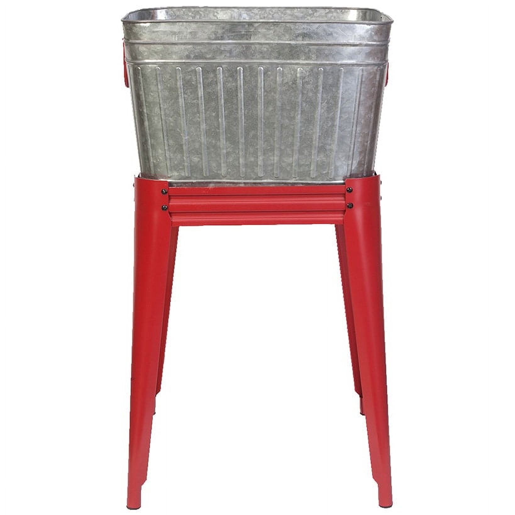Panacea 18 in x 18 in x 32 in Vintage Galvanized Beverage Tub and Outdoor Garden Planter with Bottle Opener and Drainage Holes