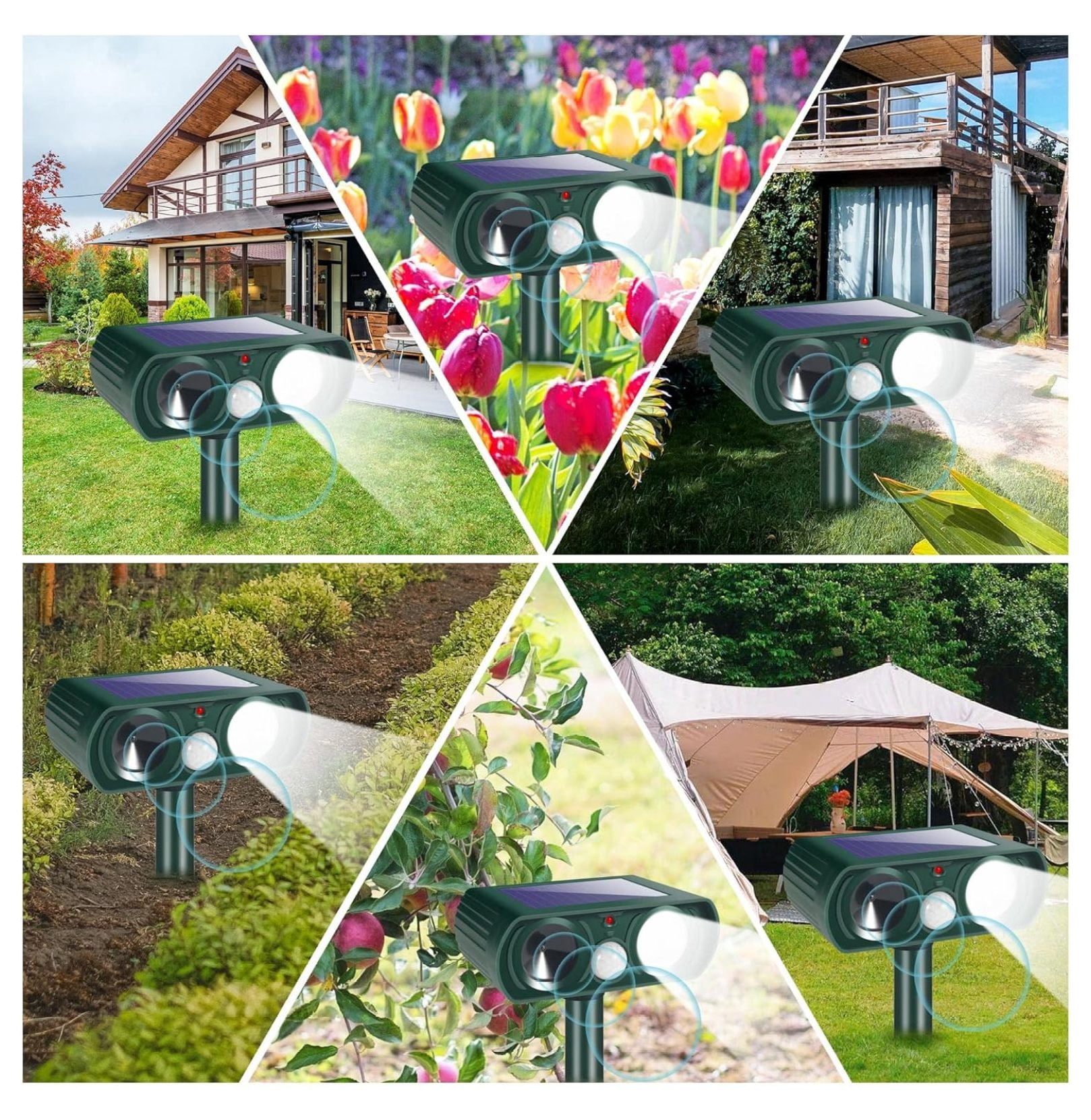 Solar Animal ,4 Pack Ultrasonic Animal Repeller Outdoor with Sensor & Flashing Light,Animal Deterrent Devices Cat,Squirrel,Deer,Dog,Raccoon,Skunk,Rabbit for Yard Garden Lawn