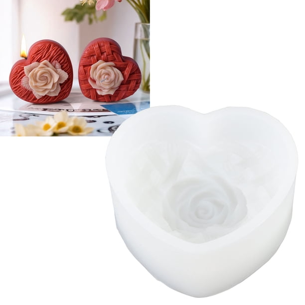 Patrón De Silicona Con Vela Perfumada En Forma De Corazón, Versátil Y Exquisito Patrón De Silicona Con Vela En Forma De Corazón Para Adornos De Yeso Para La