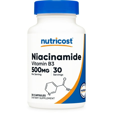 Nutricost Vitamin B3 (Niacinamide) Capsules (500 mg) (30 Capsules) Niacinamide Supplements