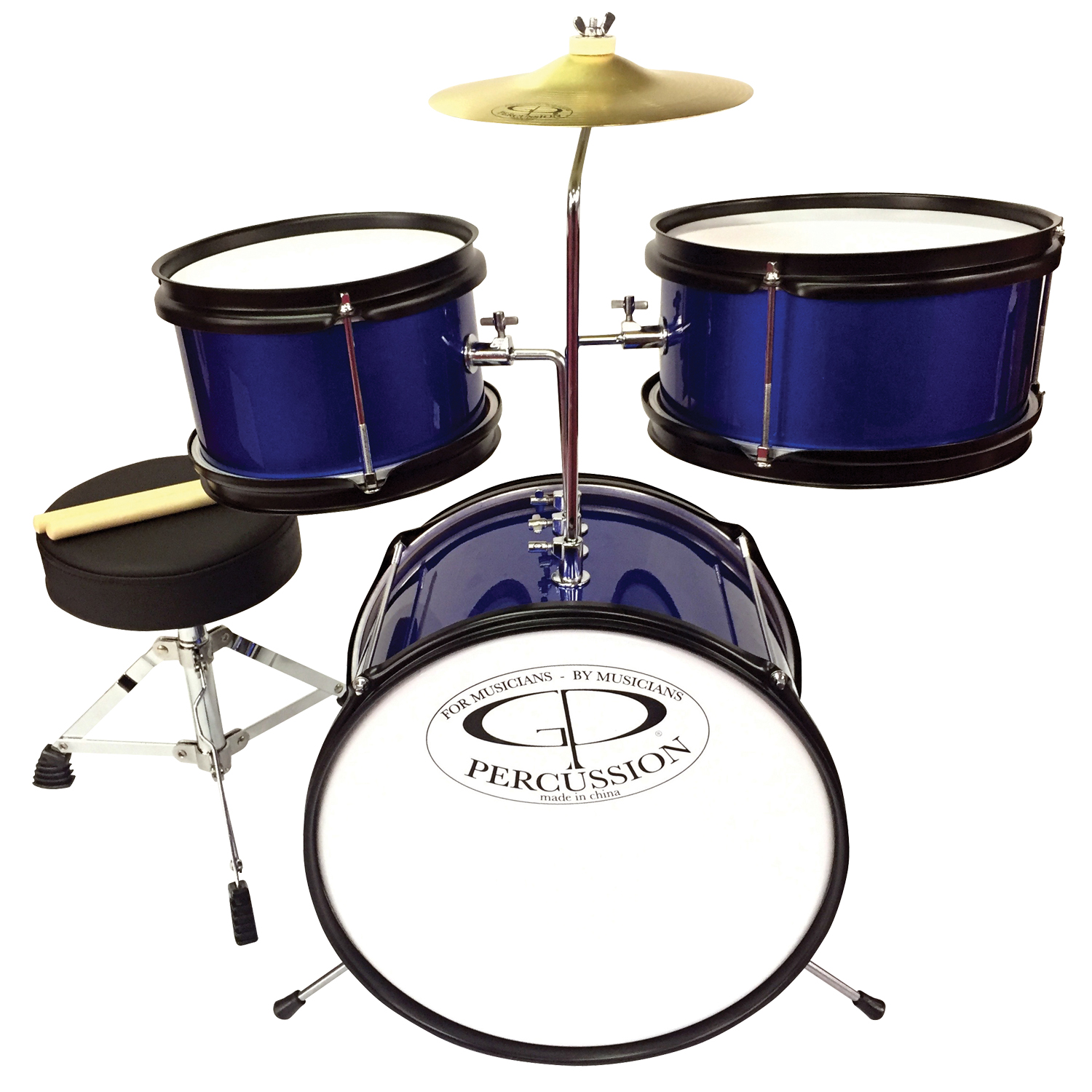 GP Percussion GP40BL 3Piece Promotional Junior Drum Set in Blue