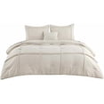 thumbnail image 7 of Full Comforter Set - 4 Pieces Grid Pleat Bed Set, Beige Boho Bedding for All Season, 1 Soft Comforter, 2 Pillowcases, 1 Decorative Pillow, 7 of 7