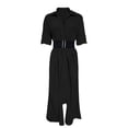 thumbnail image 5 of Blmnix Dresses for Women 2026 Work Dresses Fit & Flare Semi Formal Dress Henley Maxi Elbow-Length Belted Summer Dresses for Women 2026,S, 5 of 6