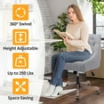 thumbnail image 6 of Modern Fabric Desk Chair Upholstered Swivel Office Desk Chair with Ergonomic Backrest and Adjustable Height, Gray, 6 of 7