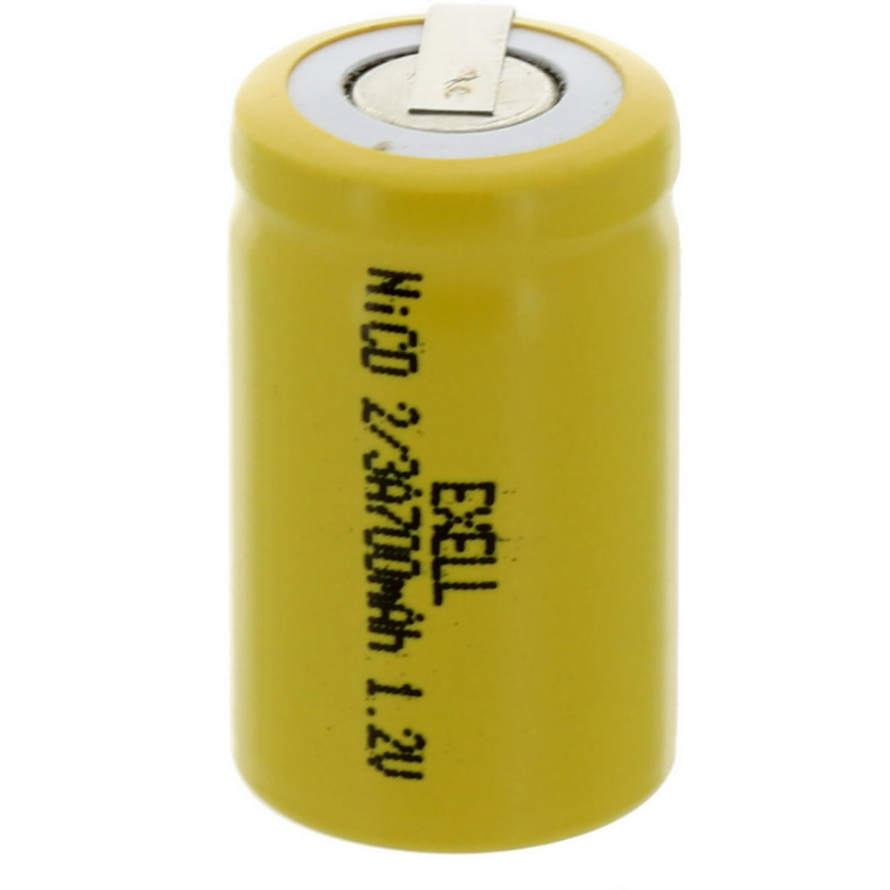 Exell 2/3A Size 1.2V 700mAh NiCD Rechargeable Battery with Tabs FAST