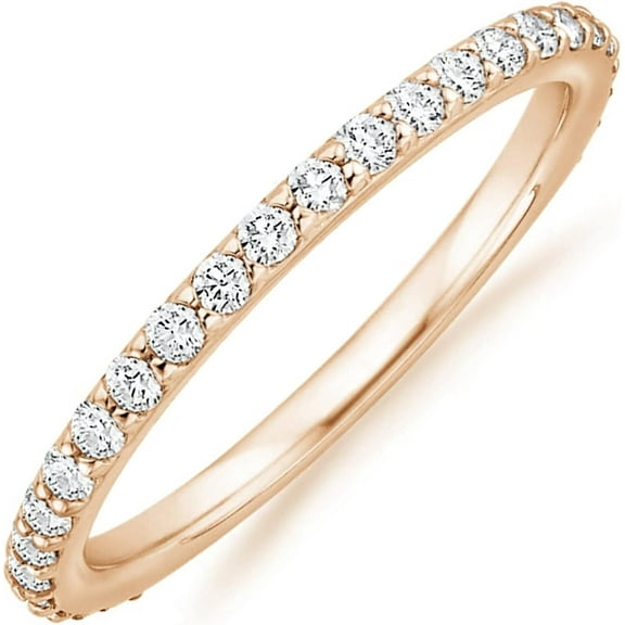 14K Gold Plated Cubic Zirconia Diamond Stackable Eternity Bands for Women