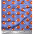 thumbnail image 1 of Soimoi Blue Cotton Poplin Fabric Fox Stripe Decor Fabric Printed Yard 42 Inch Wide, 1 of 3