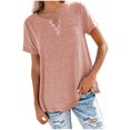 thumbnail image 2 of Tittly T Shirts for Women Womens Summer Tops Fashion Women's Loose Short Sleeve T-shirt Round Neck Solid color Tops Basic Tees Womens Tops Tshirts Shirts Pink M, 2 of 3