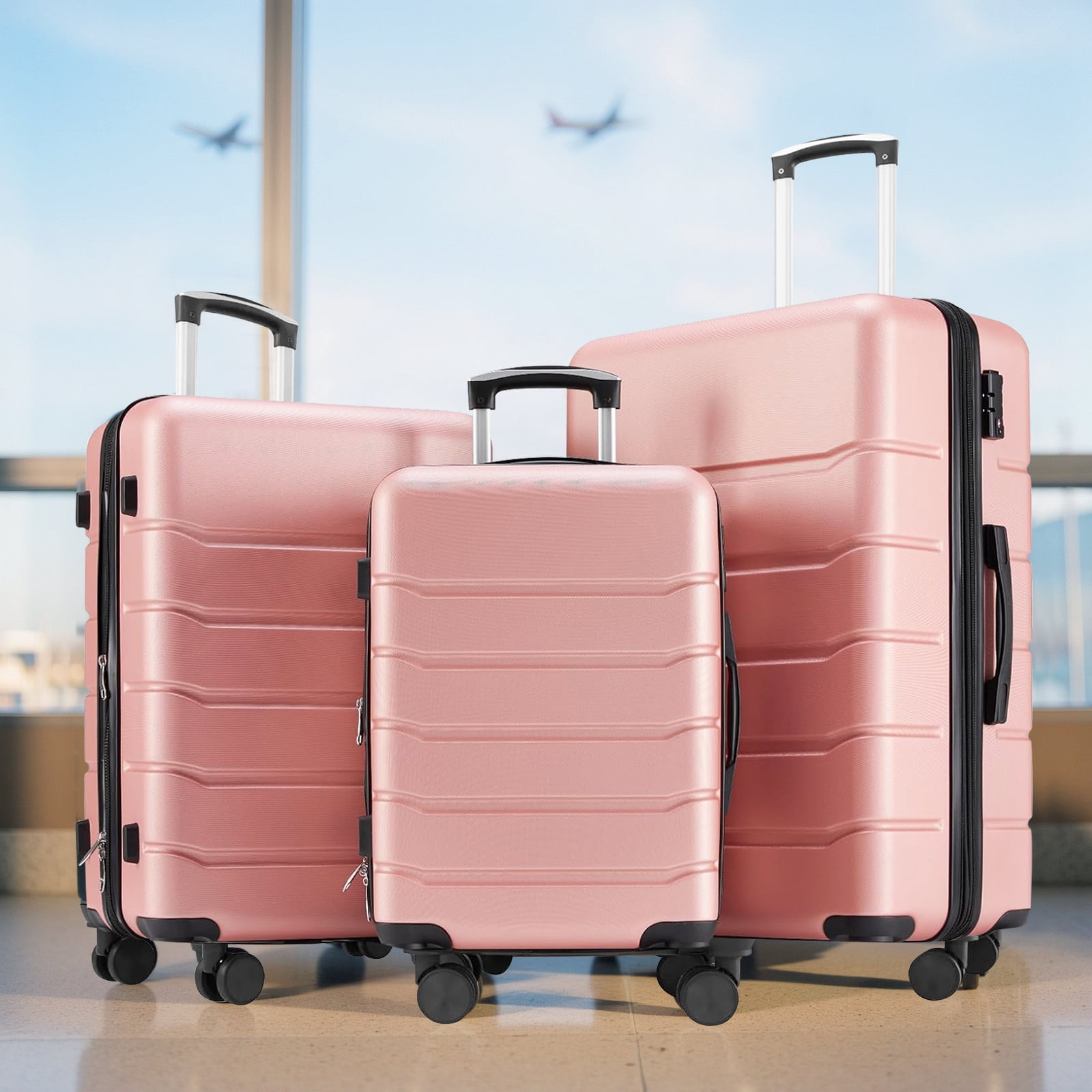 Simenmax 20 Inch Carry-On Luggage, Hard Shell Rolling Suitcase with TSA Lock, Lightweight Luggage with Spinner Wheels, Pink