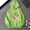 thumbnail image 2 of Wang6 Black Oversized Graphic Hoodies for Womens Loose Fit Floral Printed Pullovers Sweatshirts Teen Girls Trendy Fall Long Sleeve V Neck Tops with Pocket Green XXL, 2 of 3