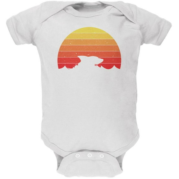 Ocean Shark Retro Sunset Soft Baby One Piece White 9-12 M