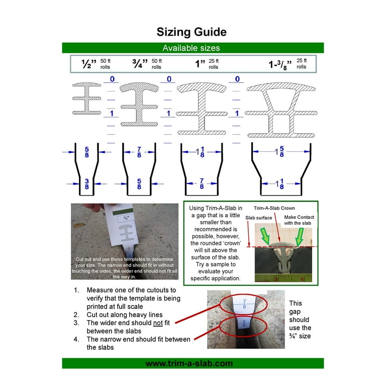 Trim-A-Slab Flexible PVC Concrete Expansion Joint Replacement/Repair 3/4 in. W X 50 ft. L Trim-A-Slab Flexible PVC Concrete Expansion Joint Replacement/Repair 3/4 in. W X 50 ft. L