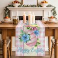 thumbnail image 4 of Easter Cotton Linen Table Runner for Dining Kitchen, Spring Watercolor Bunny Eggs Flowers Pink Plaid Wedding Outdoor Party Tablerunners, Dresser Scarf Coffee Tablecloth Runners 13x36 Inches, 4 of 9