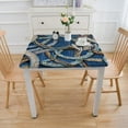 thumbnail image 3 of HAOXIT Farmhouse Decor Square Fitted Table Cover, Various Patches of in Sea with Sailor Knot Rope, Waterproof Wipeable Tablecloth for Kitchen and Dining Room, Fits Square Tables 44''x44'', 3 of 7