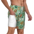 thumbnail image 2 of Sigee Christmas Donuts Print Mens Swim Trunks with Compression Liner Quick Dry Swim Stretch Beach Shorts with Pockets,S-3XL, 2 of 7