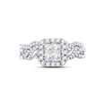 thumbnail image 2 of FB Jewels 14kt White Gold Womens Princess Diamond Twist Bridal Wedding Engagement Ring Band Set 1.00 Cttw, 2 of 4