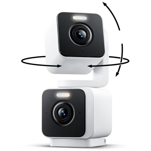 Wyze Duo Cam Pan white indoor outdoor smart home security camera with 2K 360 degree pan tilt color night vision