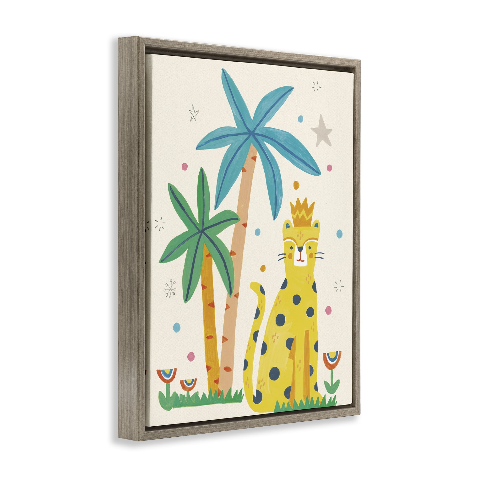 Stupell Industries Baby Cougar in Jungle Animals Painting Brown Floater Framed Canvas Art Print Wall Art, 17 x 21