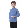 thumbnail image 6 of Toddler Boys Long Sleeve Dress Shirt Kids Back to School Button Down Shirt Casual Collared Uniform Top 6M-8 Years Blue 12 Months, 6 of 6