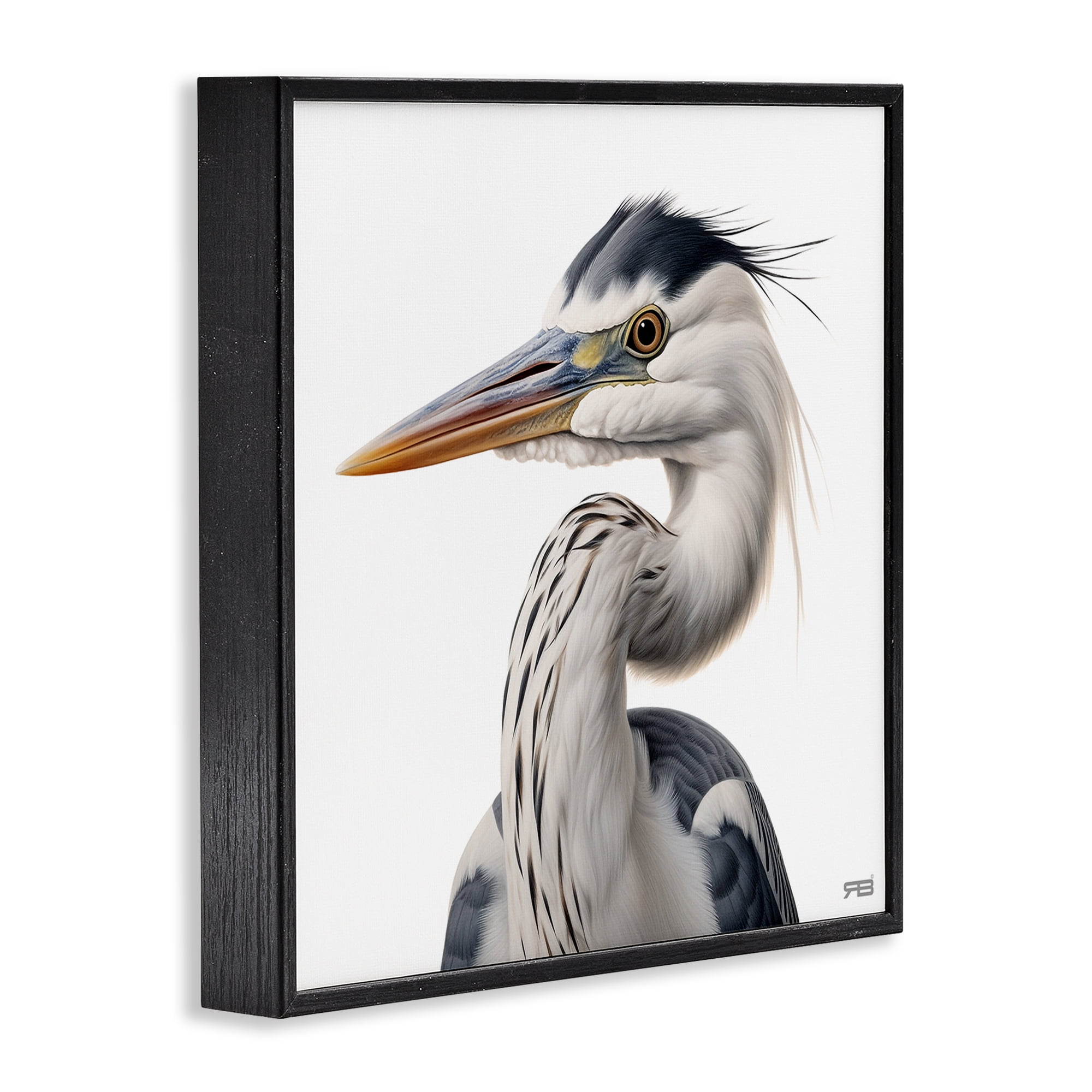 Stupell Industries Stoic Heron Looking Left Animals & Insects Painting Black Framed Art Print Wall Art, 24 x 24
