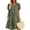 Army Green, variant on Women's Casual V-Neck Linen Short Sleeve Dress with Pockets