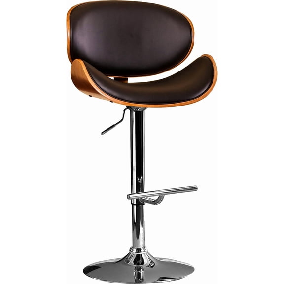 LiviNest Adjustable Height Bar Stool: Modern Swivel Stool with Walnut Finish & Black Leatherette - 36"-44" Adjustable Commercial Grade Stool for Hotel Breakfast Bars & Cafe Counter Seating