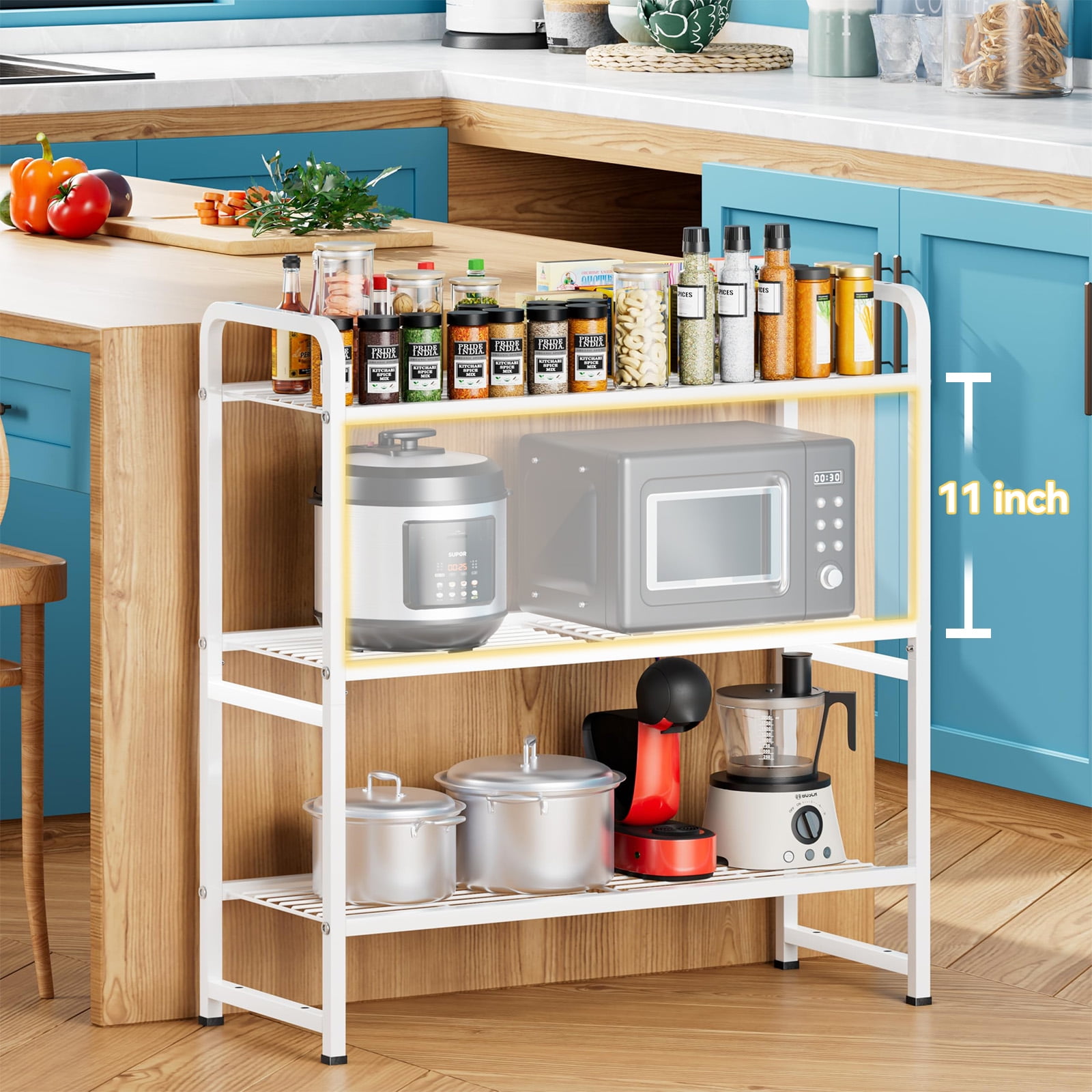 SUFAUY 3-Tier Metal Storage Rack Shelving Unit, Load 250 lb, White