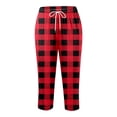 thumbnail image 4 of KDFJPTH Women's Camo Print Capri Pants Elastic Drawstring Waist Casual Everyday Trousers with Side Slit Red S, 4 of 4
