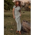 thumbnail image 5 of ZHENWEI Womens Summer Short Sleeve Long Dress Stylish Sexy Bodycon Dress Fishtail Hem Ribbed Maxi Dresses, 5 of 7