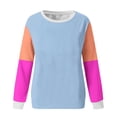 thumbnail image 5 of Xcmzpl Womens Sweatshirts Cute Color Block Round Neck Sweatshirt Fashion Sweater Tops Workout Long Sleeve Shirts Fall Clothes, 5 of 5