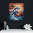 thumbnail image 4 of JRXY  Dolphin Sunset Canvas Wall Art Animal Painting Art Decor Prints Picture of Dolphins Jumping Out of Water 12x16 in, 4 of 4