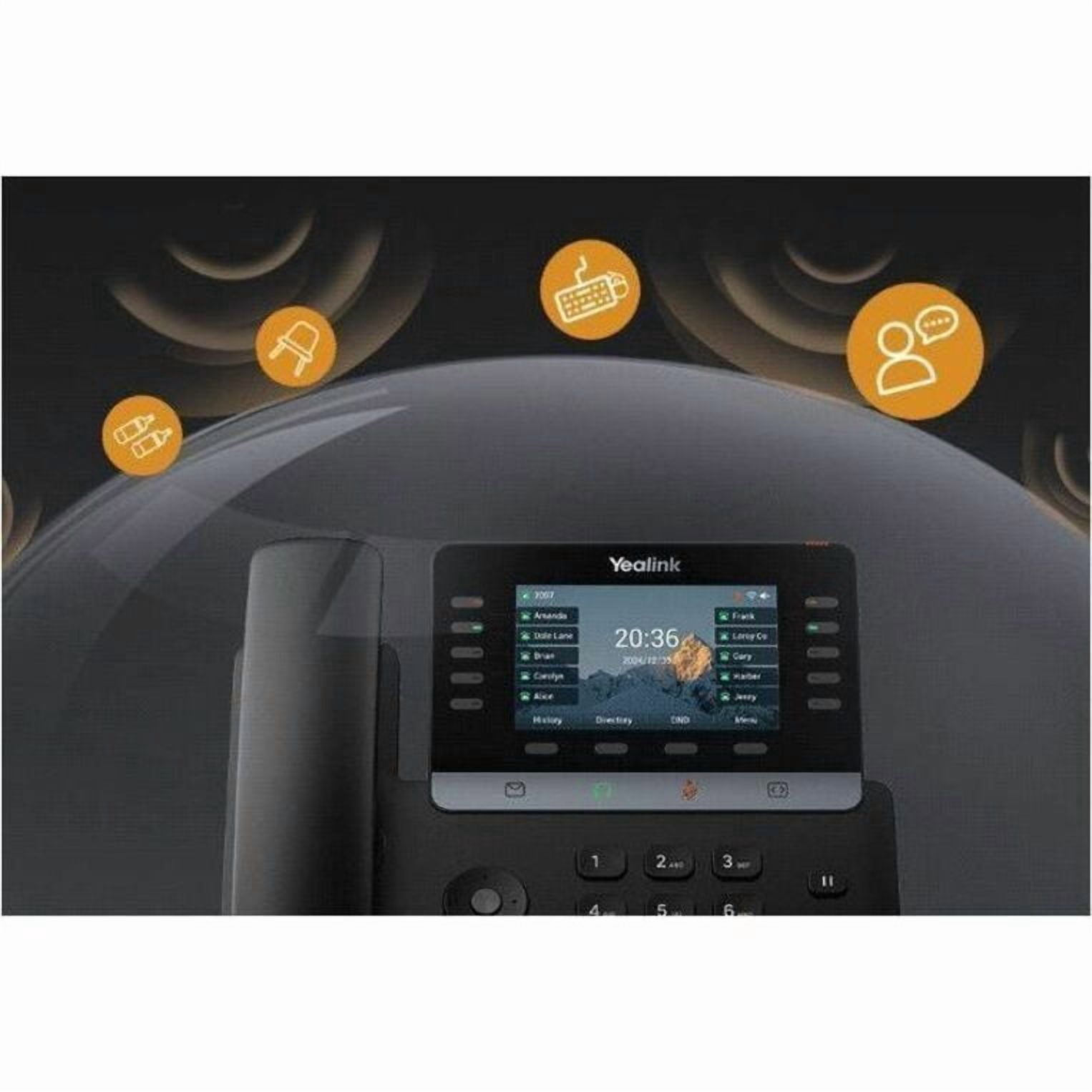 Yealink T74W IP Phone, Corded, Corded/Cordless, Bluetooth, Wi-Fi, 10 Multiple Conferencing, Wall Mountable, Black
