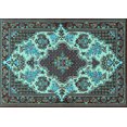 thumbnail image 1 of Ahgly Company Indoor Rectangle Medallion Light Blue Traditional Area Rugs, 2' x 3', 1 of 4