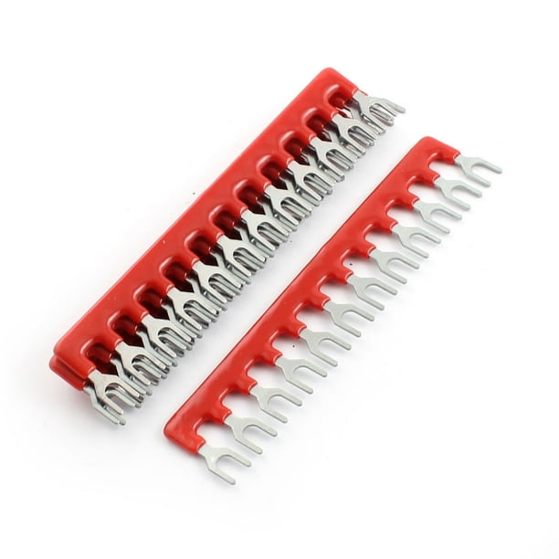 Unique Bargains 600V 25A 12 Postions Pre Insulated Terminal Strip Jumper Red 5Pcs
