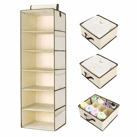 Storageworks Foldable Hanging Closet Organizer With 2 Drawers 1