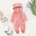 thumbnail image 2 of Ruyang Baby Cute Bear Fleece Snowsuit Newborn Boys Girls Winter Warm Hooded Jumpsuit Plain Zip Up Onesie Furry Outfits, 2 of 9