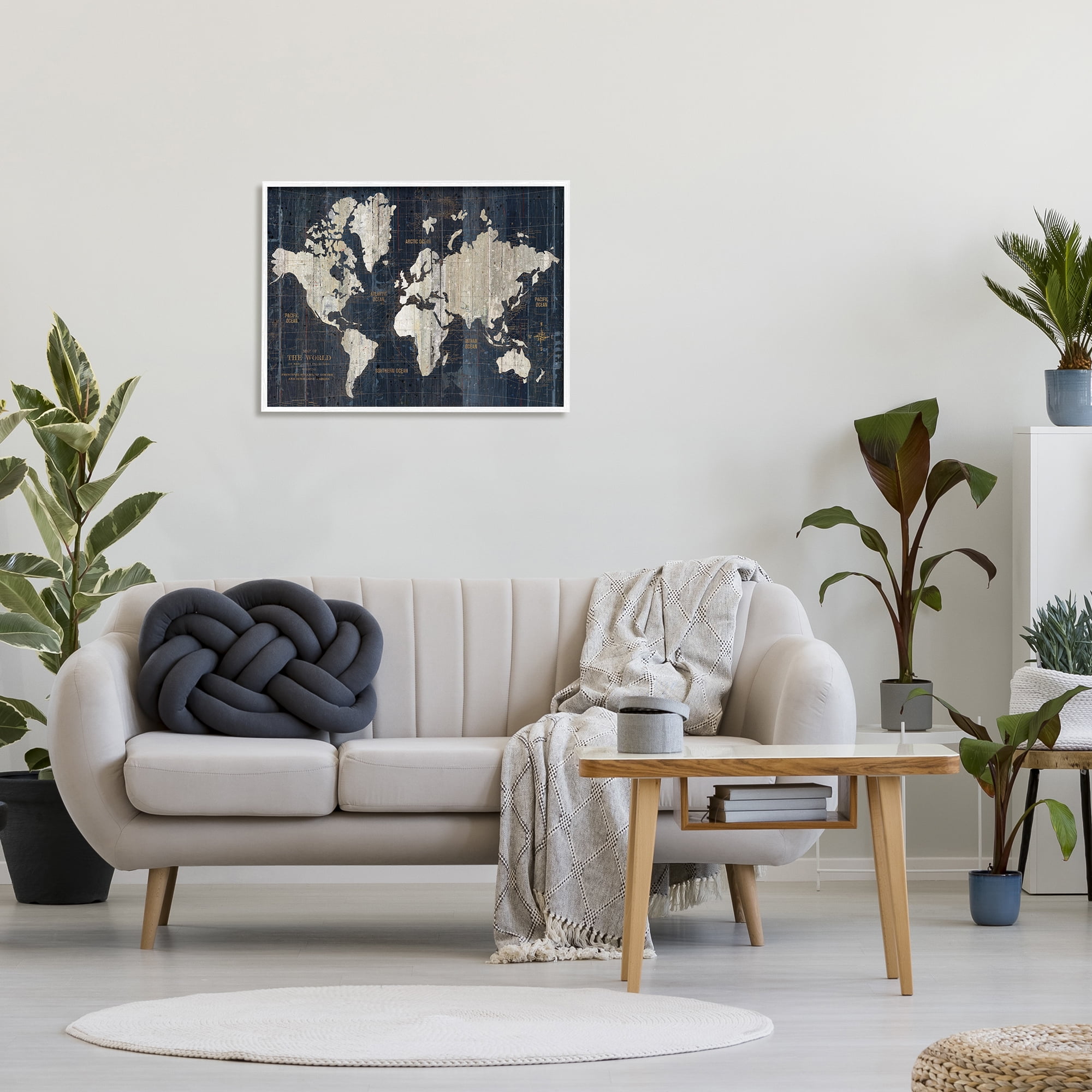 Stupell Industries Distressed Antique World Map Rustic Aesthetic Graphic Art Framed Art Print Wall Art, 30x24, By Wild Apple Portfolio