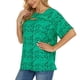 thumbnail image 4 of Mujer Jersey Camisa Recortada Impreso Manga Corta Suelta Suave Transpirable Casual Top Verde XXL, 4 of 7