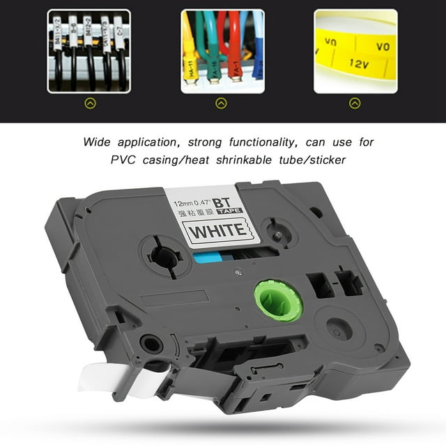 Label Maker Tape Replacement Compatible for TZe231 PTouch Black On White Laminated Label Tape Label Maker Tape 12mm P Touch Label Tape
