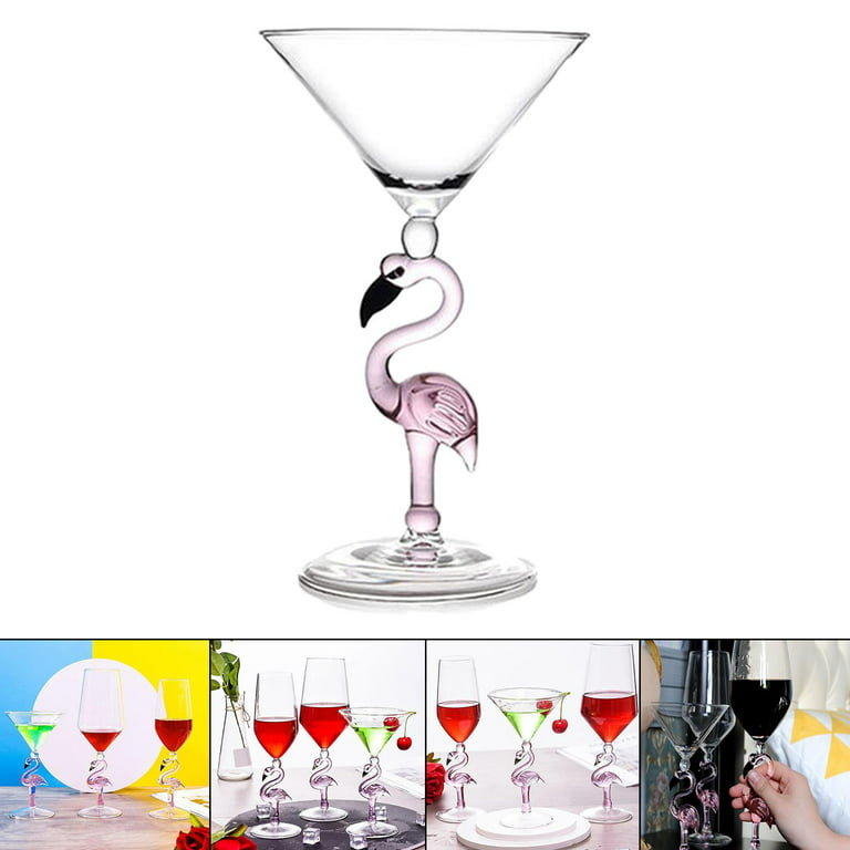 Glassique Cadeau Vintage Flamingo Belle Coupe Glasses for Cocktails and Champagne | Set of 4 | 12 oz Crystal Retro Style Stemmed Saucers for Elegant