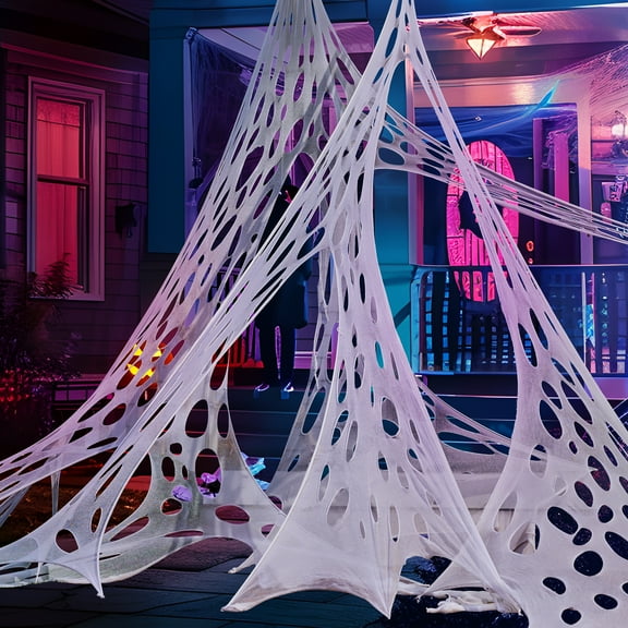 Joyfy 1000sqft Spider Web Decorations,Giant Spider Cobwebs Halloween Decor Outside,Stretchy Web for Haunted House Halloween Party Decorations