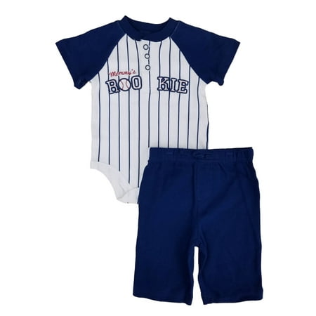 

Little Wonders Infant Boys 2-Piece Mommy s Rookie Baseball Bodysuit & Pants Set