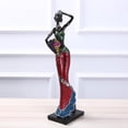 thumbnail image 1 of Escultura africana mujeres niñas Tribal Lady figurita estatua decoración arte coleccionable artesanías decoración para hogar - Oro Macarena Escultura de resina, 1 of 8