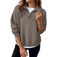 thumbnail image 6 of JUUNthy Sweater for Womens, Long Sleeve Warm Fashion Zipper Collared Pullover Ribbed Knitted Tops Pink M, 6 of 16