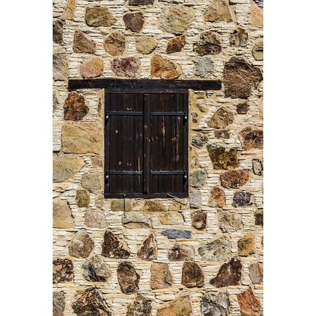 Traditional Stone Built Wall Architecture Window-20 Inch By 30 Inch Laminated Poster With Bright Colors And Vivid Imagery-Fits Perfectly In Many Attractive Frames