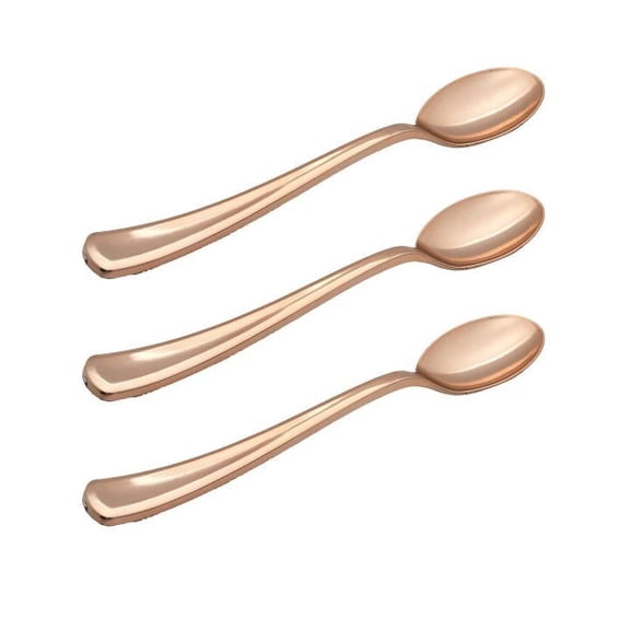 Exquisite Premium Rose Gold Plastic Silverware - Heavy Duty Cutlery - 20 Rose Gold Plastic Spoons