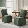 thumbnail image 4 of Usaint Upholstered Dining Chair with Casters and Storage, Fabric Rolling Desk Chair with Wheels for Home Office Living Room, Easy Assembly, Green, 4 of 7