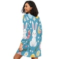 thumbnail image 2 of FORMRS Womens Long Sleeve Nightgowns Crew Neck Sleep Shirt Soft Pajamas Sizes S-3XL, Blue Easter Bunny, 2 of 8
