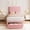 Flannel Pink, variant on Wave Headboard Twin Platform Bed with Storage Drawer - Flannel Upholstery - Strong Wooden Slats - Noise-Free Support - - No Box Spring Needed