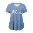 thumbnail image 2 of COMVALUE Scrub Tops for Women Short Sleeve Working Uniform with Pocket Summer ECG Heart Graphic Print V Neck Stretchy Holi T Shirts (Blue, 3XL), 2 of 5